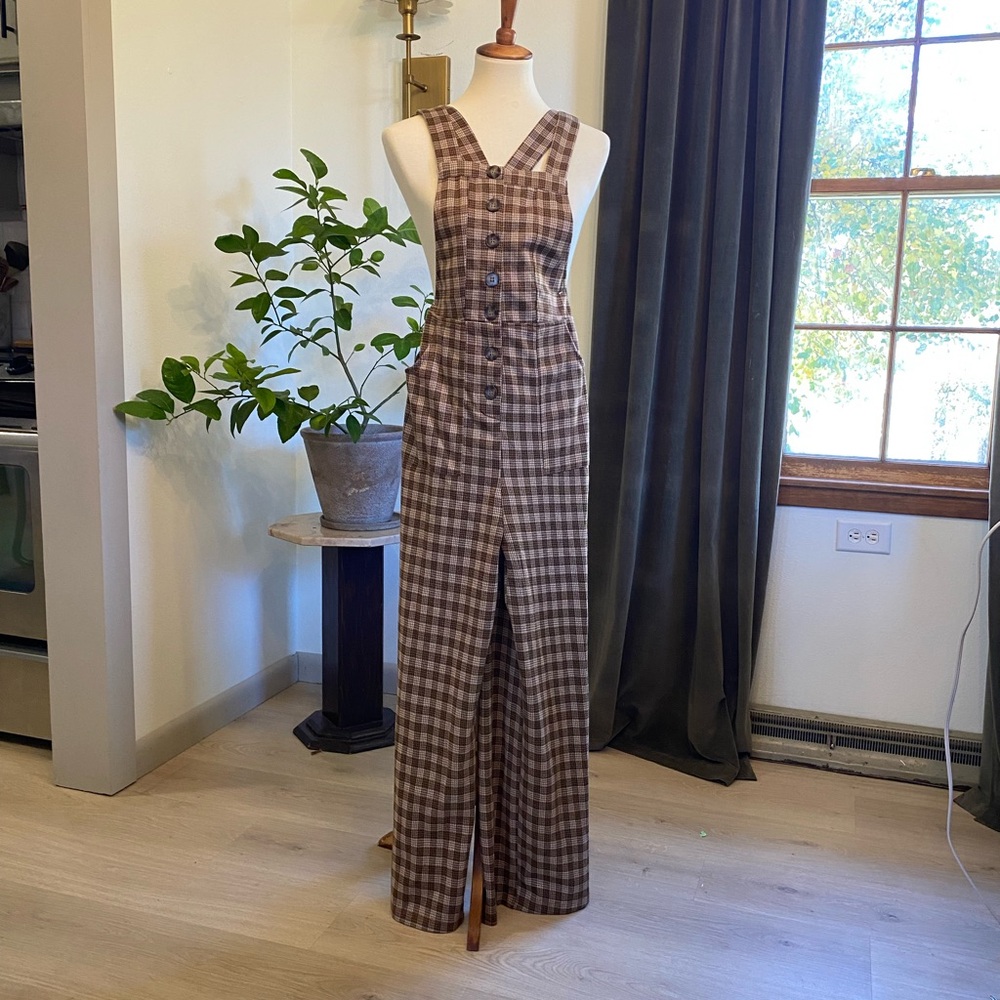 Plaid Brown Overalls